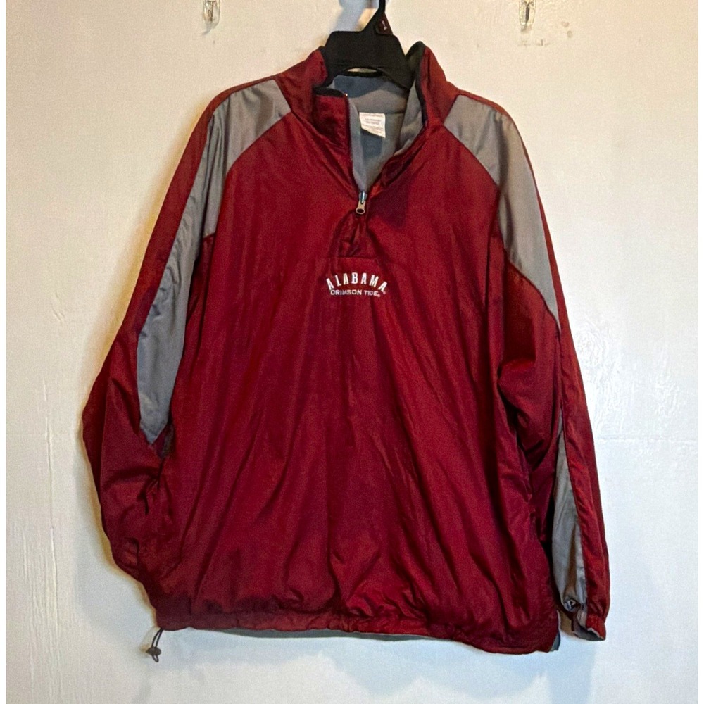 VTG Pro Player Ala Crimson Tide Maroon/Gray Zip Pullover Jacket Sz L Reversible - Picture 1 of 14